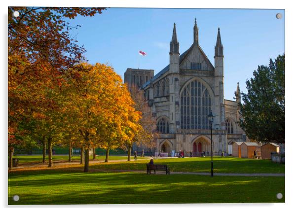 Winchester Cathedral in Autumn Acrylic by Philip Enticknap