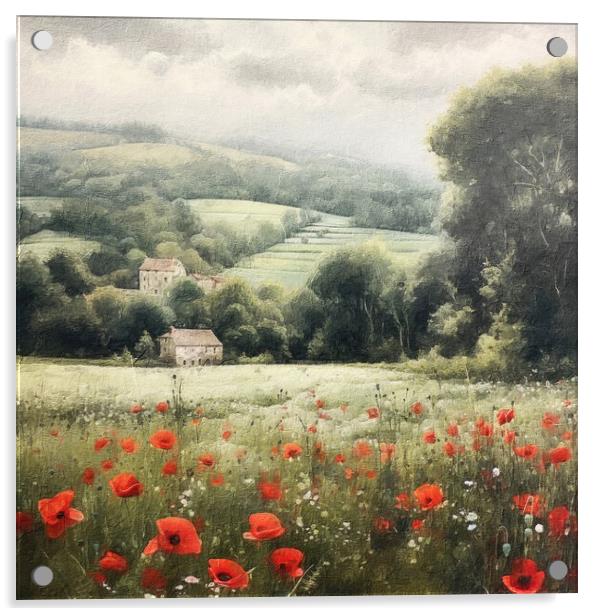 Outdoor Poppy field Acrylic by Zahra Majid