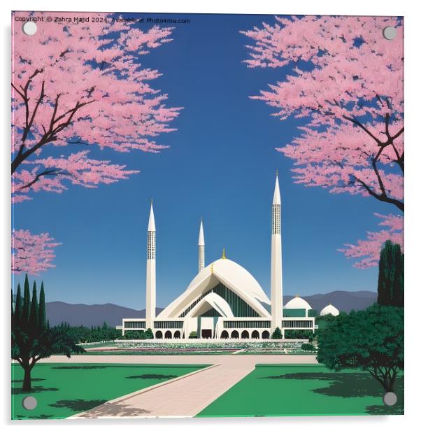 Faisal Masjid Islamabad Pakistan Acrylic by Zahra Majid
