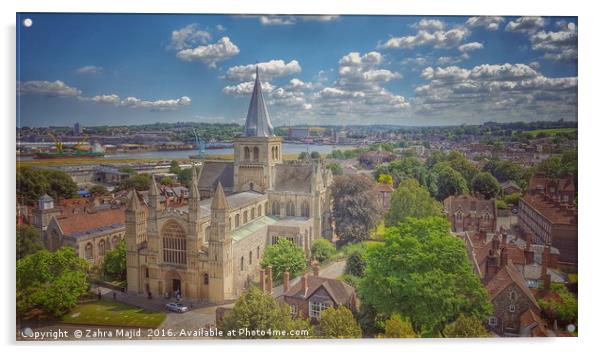 Rochester Cathedral Helicopter View Acrylic by Zahra Majid