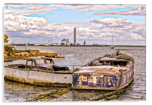 Abandoned Boats in Medway Acrylic by Zahra Majid