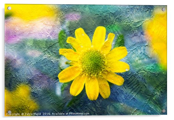 An Arty Yellow Beauty Acrylic by Zahra Majid