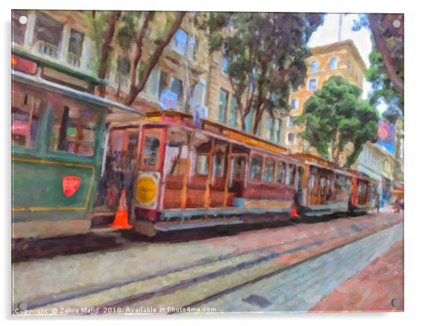 San Fran Rail Trams Acrylic by Zahra Majid