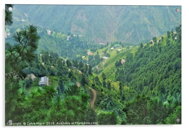 Serene Foggy Kalabagh View                        Acrylic by Zahra Majid