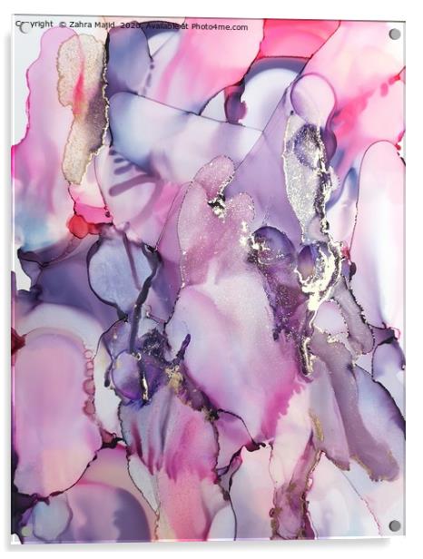 Fluid Pink Lilac Drama Acrylic by Zahra Majid