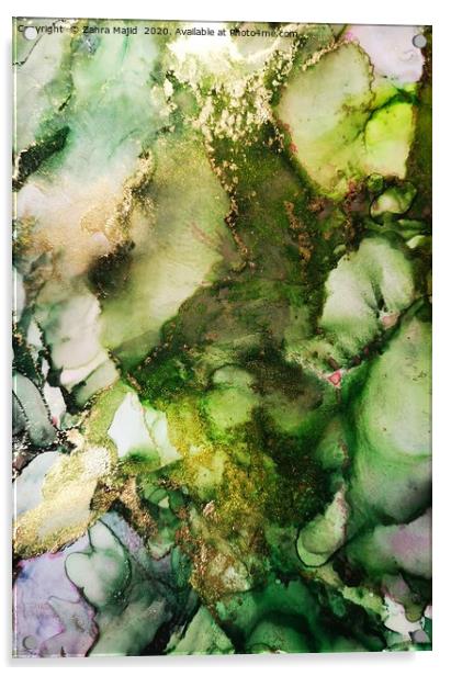 Monsoon Green Splash Forest Acrylic by Zahra Majid