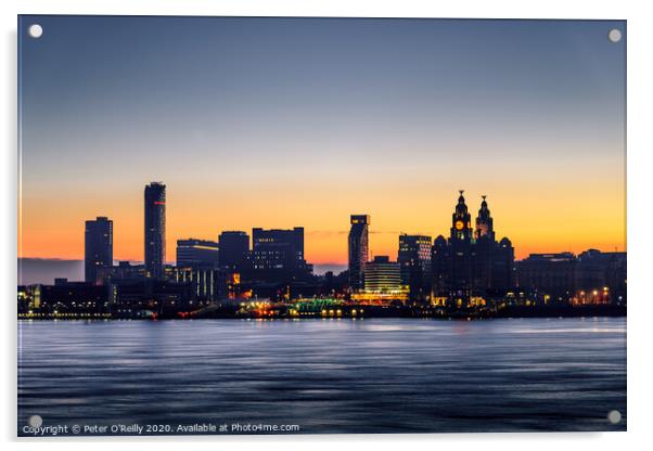 Liverpool Waterfront at Dawn Acrylic by Peter O'Reilly