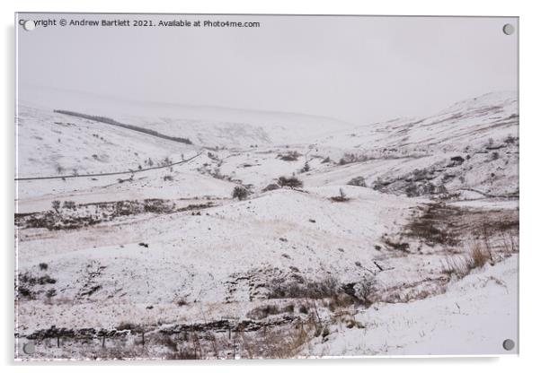 Snow at the Storey Arms, Brecon Beacons, South Wales, UK Acrylic by Andrew Bartlett