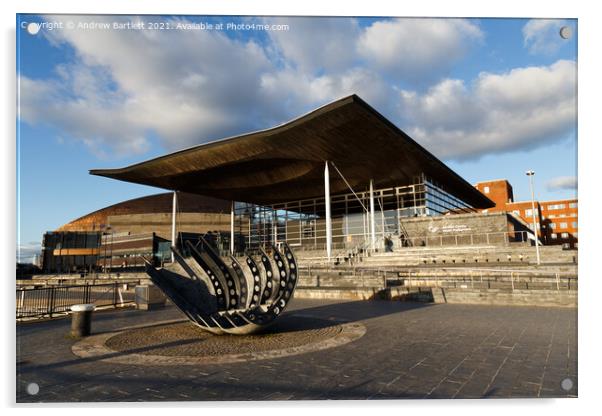 Welsh Parliament building at Cardiff Bay, South Wales, UK Acrylic by Andrew Bartlett