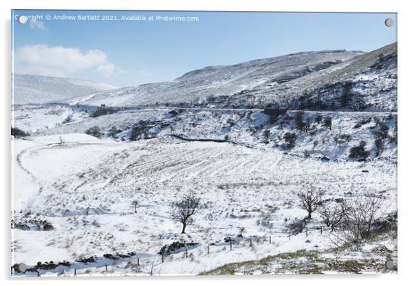 Snow at Storey Arms, Brecon Beacons, South Wales, UK Acrylic by Andrew Bartlett