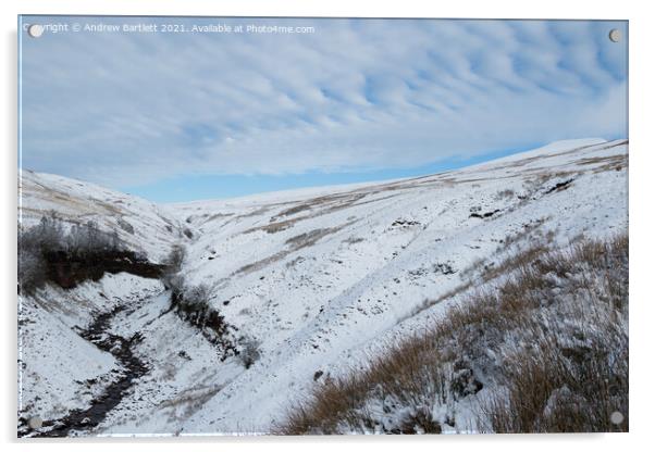 Snow at Storey Arms, Brecon Beacons, South Wales, UK Acrylic by Andrew Bartlett