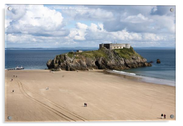 St Catherines Island, Tenby, Pembrokeshire, UK Acrylic by Andrew Bartlett