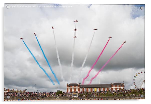 The Red Arrows at Barry Island, UK. Acrylic by Andrew Bartlett
