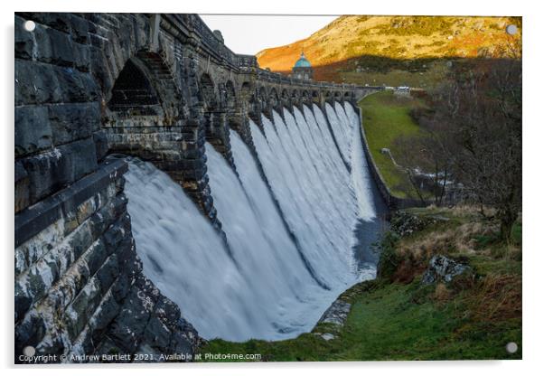Craig Goch Dam at Elan Valley, UK. Acrylic by Andrew Bartlett