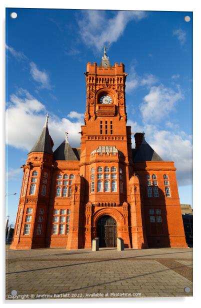 Pierhead Building at Cardiff Bay, South Wales, UK. Acrylic by Andrew Bartlett