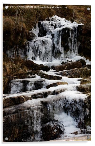 Frozen waterfall, Brecon Beacons, South Wales, UK Acrylic by Andrew Bartlett