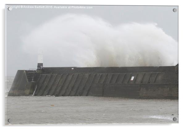  Porthcawl lighthouse in Storm Barney Acrylic by Andrew Bartlett