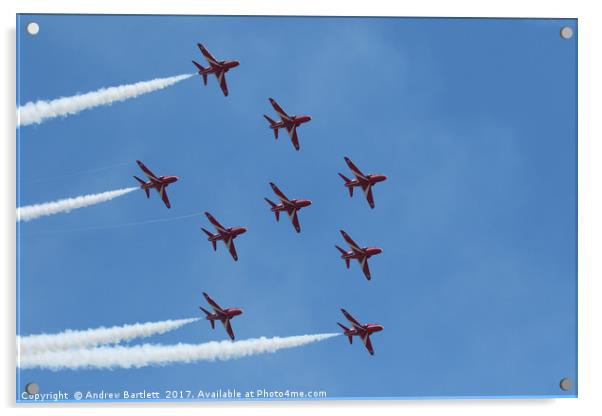 RAF Red Arrows performing at Swansea Air Show 2016 Acrylic by Andrew Bartlett