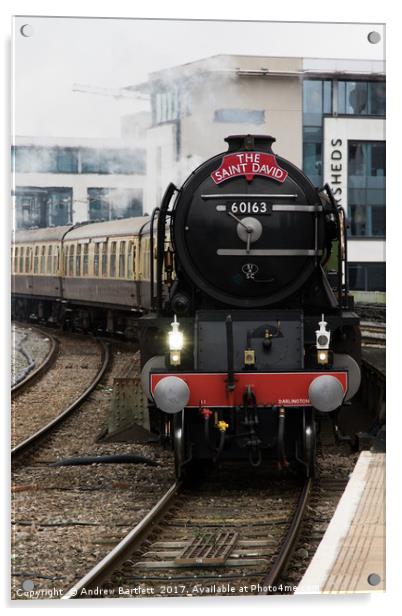 60161 Tornado arrives in Cardiff, UK. Acrylic by Andrew Bartlett