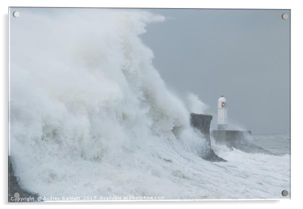 Porthcawl, South Wales, UK, during Storm Brian. Acrylic by Andrew Bartlett