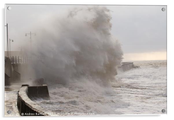Stormy seas at Porthcawl, UK Acrylic by Andrew Bartlett