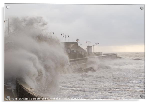 Stormy weather in Porthcawl, UK Acrylic by Andrew Bartlett