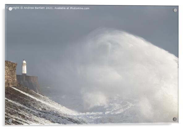 Porthcawl waves by Storm Freya Acrylic by Andrew Bartlett