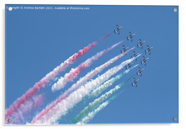 Frecce Tricolori performs a flypast. Acrylic by Andrew Bartlett