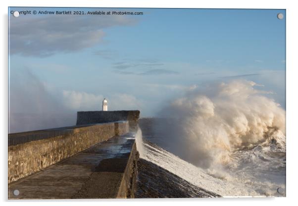 Porthcawl waves 11 March '20 Acrylic by Andrew Bartlett