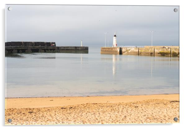 Anstruther Harbour Beach and Chalmers Lighthouse Acrylic by Kay Roxby