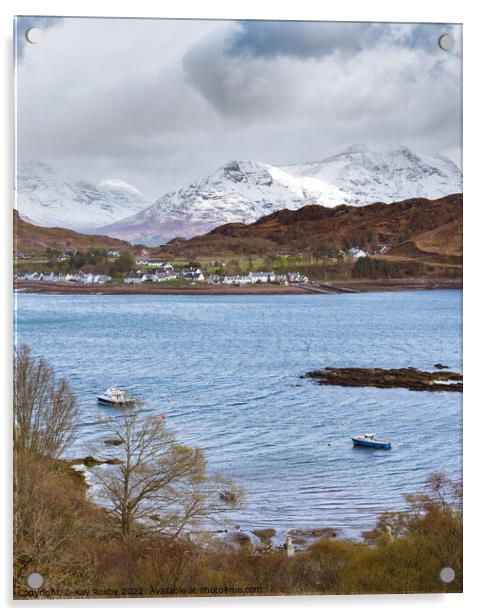 Shieldaig village and Loch Shieldaig Acrylic by Kay Roxby