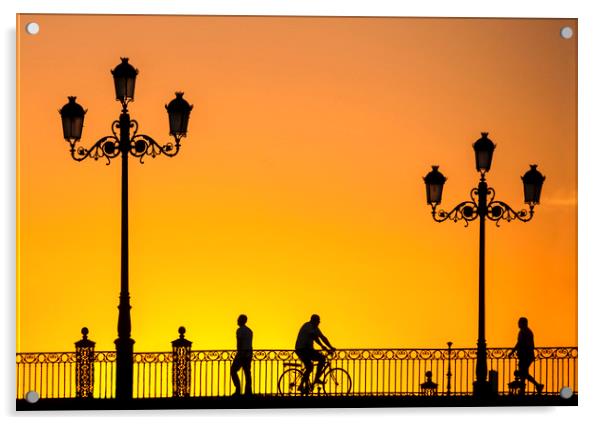   Seville bridge at sunset Acrylic by Stephen Giles
