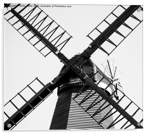 Black and White Windmill Acrylic by Bertie Carter