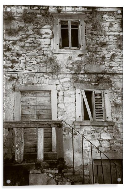 Derelict townhouse, Labin, Croatia. Acrylic by Bertie Carter
