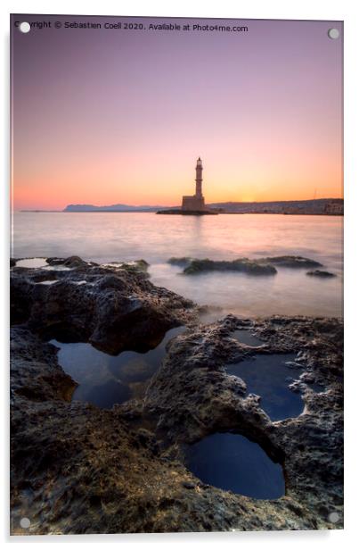 Cretes Lighthouse Acrylic by Sebastien Coell