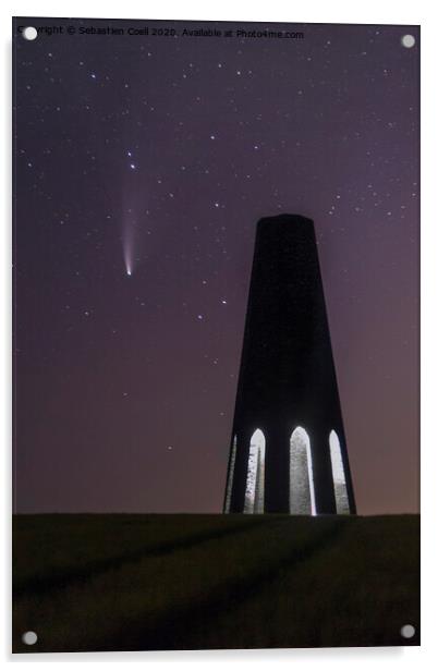 Daymark with comet Neowise above Acrylic by Sebastien Coell
