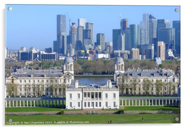 Majestic view of Greenwich and Canary Wharf Acrylic by Paul Chambers