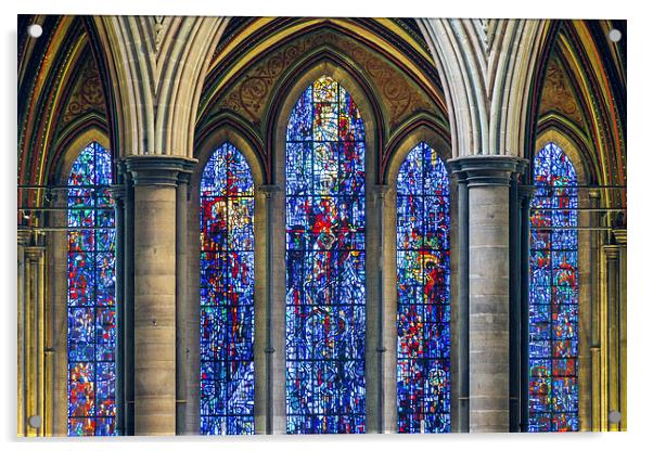 Salisbury Cathedral Stain Glass Window Acrylic by Paul Chambers
