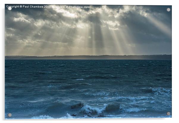  Crepuscular rays on the Solent Acrylic by Paul Chambers