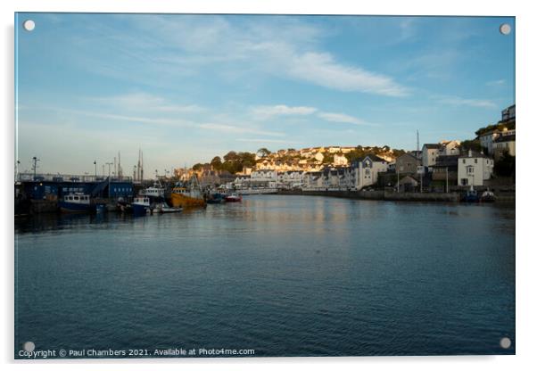 Brixham Harbour Devon with fishing trawlers moored Acrylic by Paul Chambers