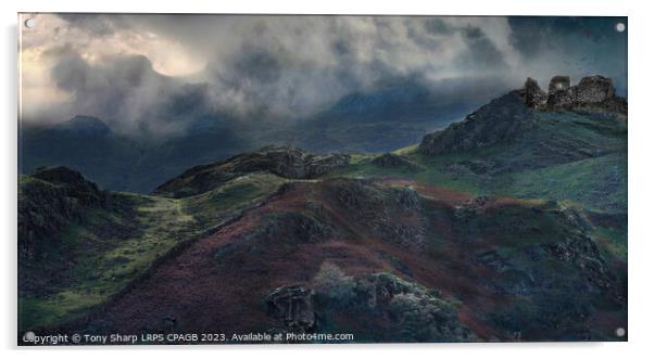 CASTLE RUIN AMONGST THE MIST - MATTERDALE, THE LAK Acrylic by Tony Sharp LRPS CPAGB