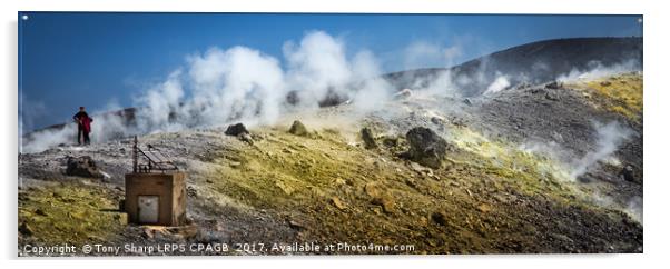 Vulcano's Sulphur Emitting Fumaroles. Acrylic by Tony Sharp LRPS CPAGB