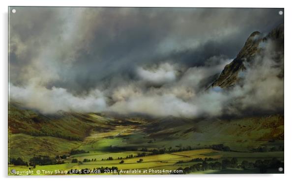 GREAT LANGDALE IN EARLY MORNING MIST Acrylic by Tony Sharp LRPS CPAGB