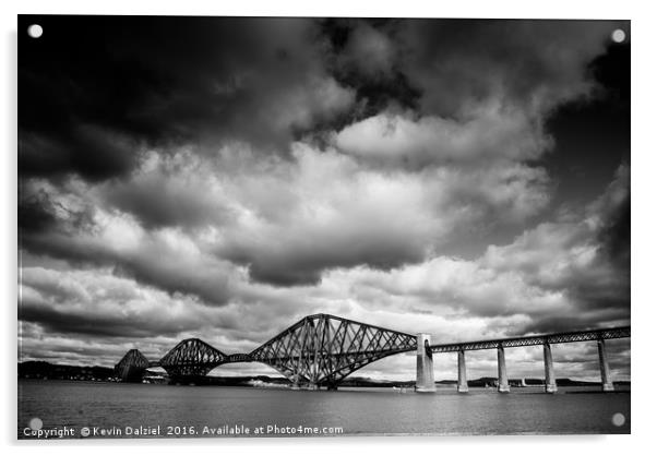 A moody Forth Rail Bridge Acrylic by Kevin Dalziel