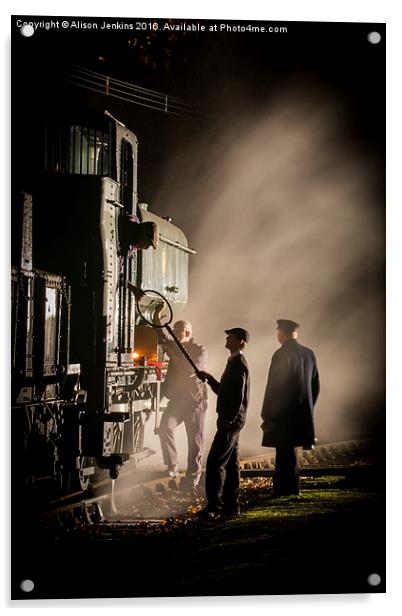  Passing of the Token on The Steam Railway Acrylic by Alison Jenkins