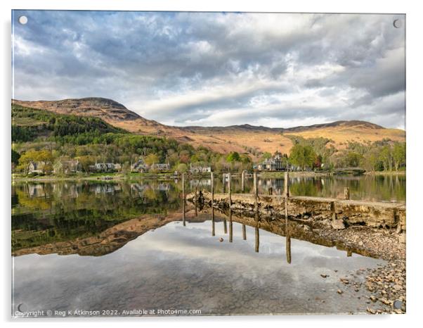 Loch Earn Reflections Acrylic by Reg K Atkinson
