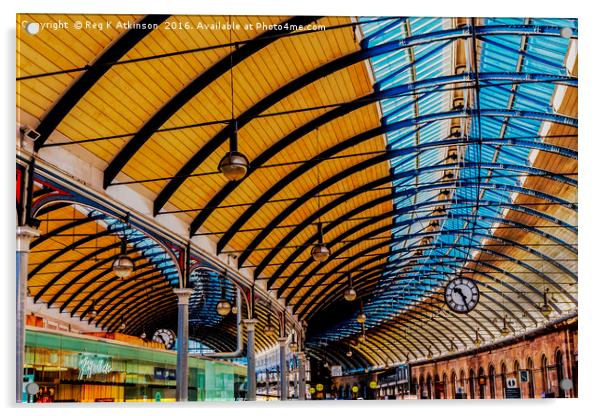 Newcastle Central Station Acrylic by Reg K Atkinson