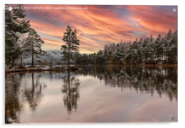Winter Sunset Cairngorms Acrylic by Reg K Atkinson