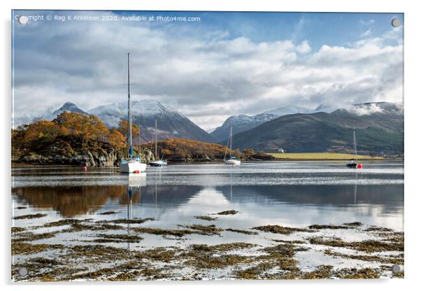 An Dunan Loch Leven Acrylic by Reg K Atkinson