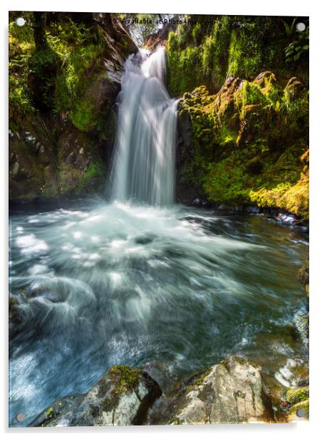 Llanberis Waterfall Acrylic by Lee Sutton